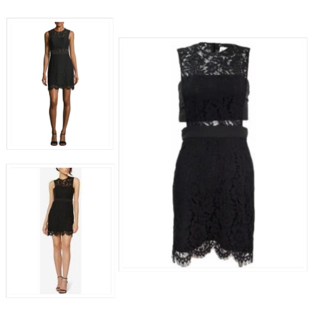 Fame and Partners Black Floral Lace Sheath Dress 8